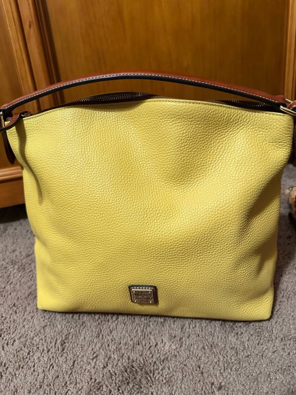 Dooney & Bourke Mustard  Pebbled Leather Shoulder Bag